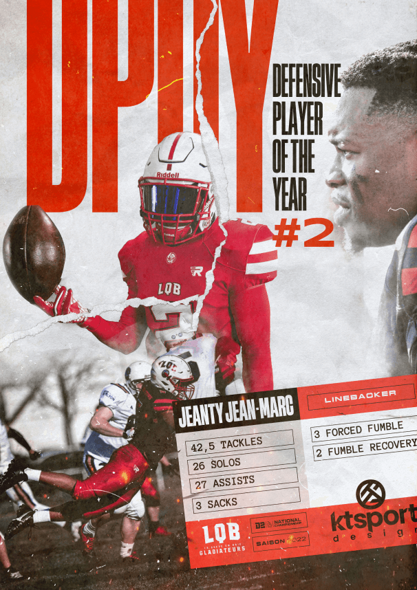 Poster of defensive player of the year number 2, Jean Marc Dpoy